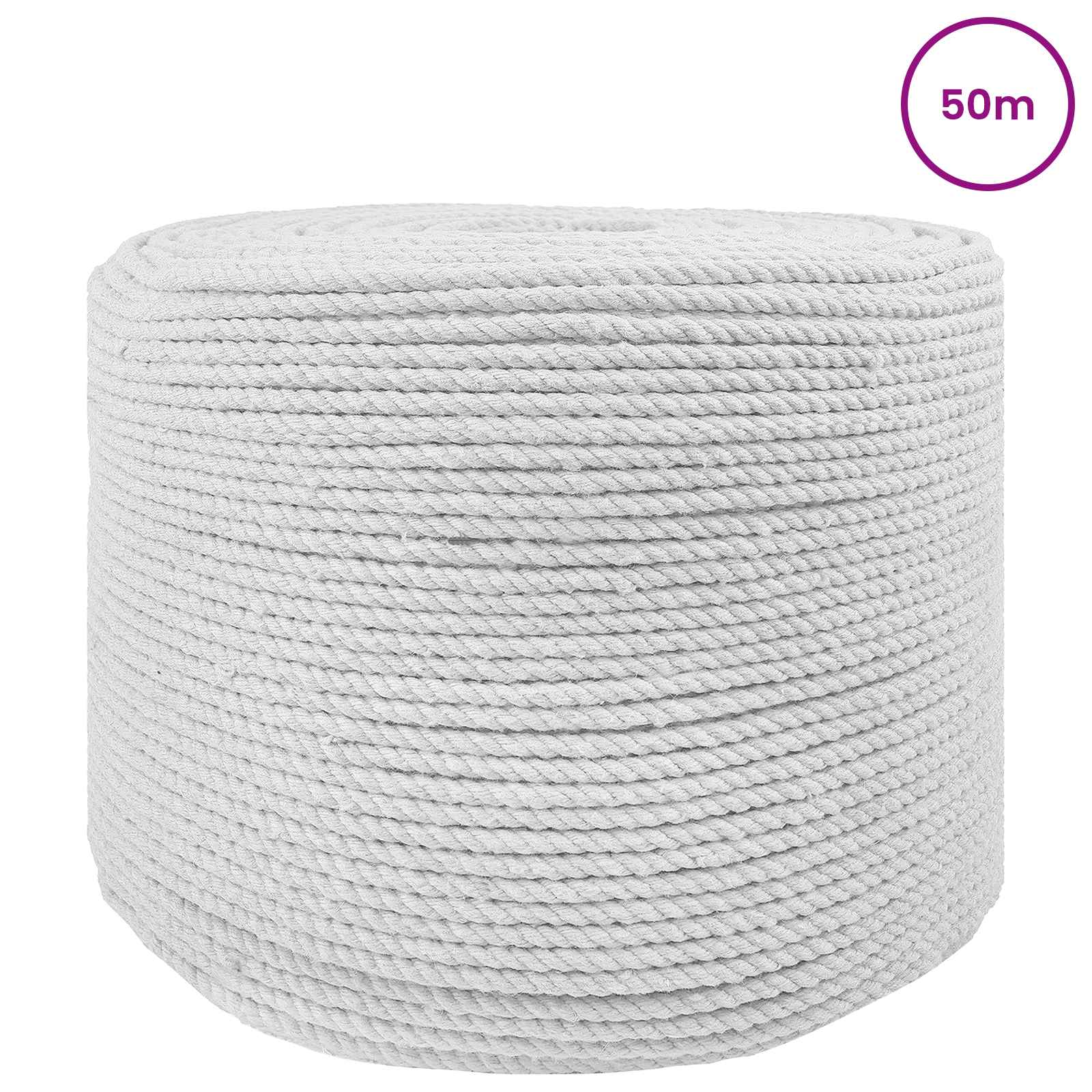 Baumwollzwirn 4 mm 50 m Weiß 100% Baumwolle