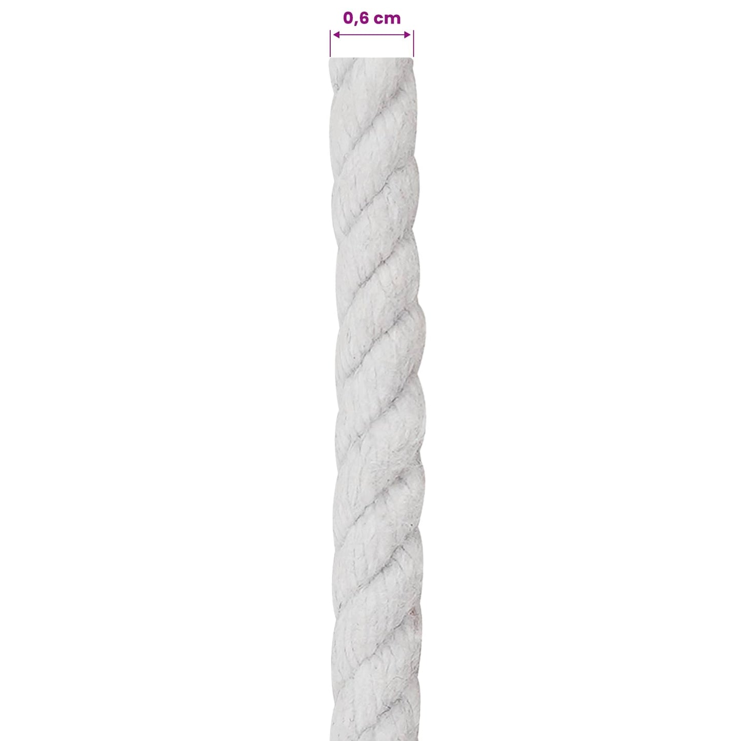 Baumwollseil 6 mm 100 m Weiß 100% Baumwolle