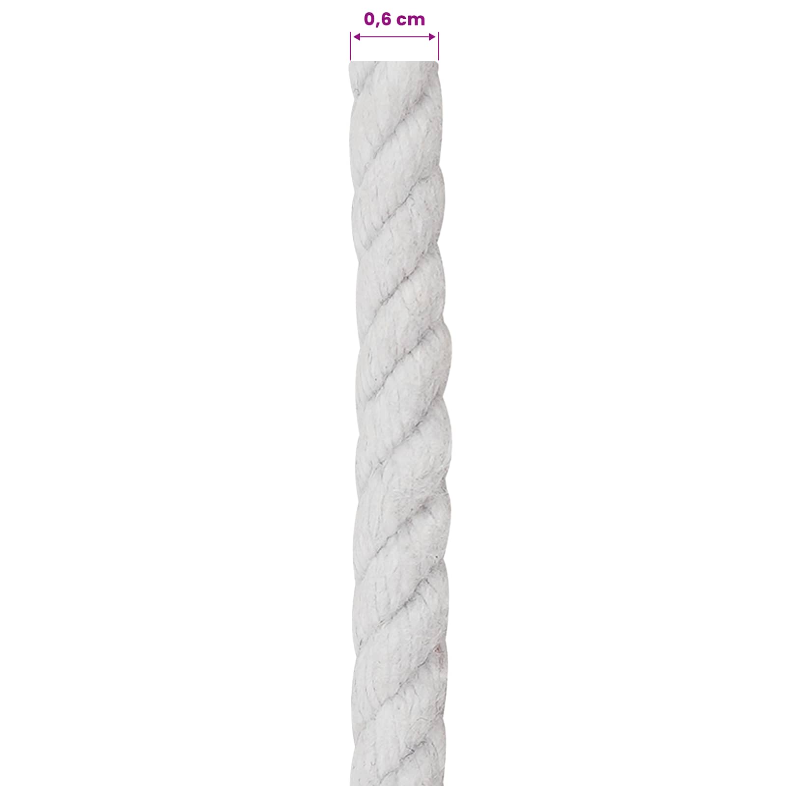 Baumwollseil 6 mm 100 m Weiß 100% Baumwolle