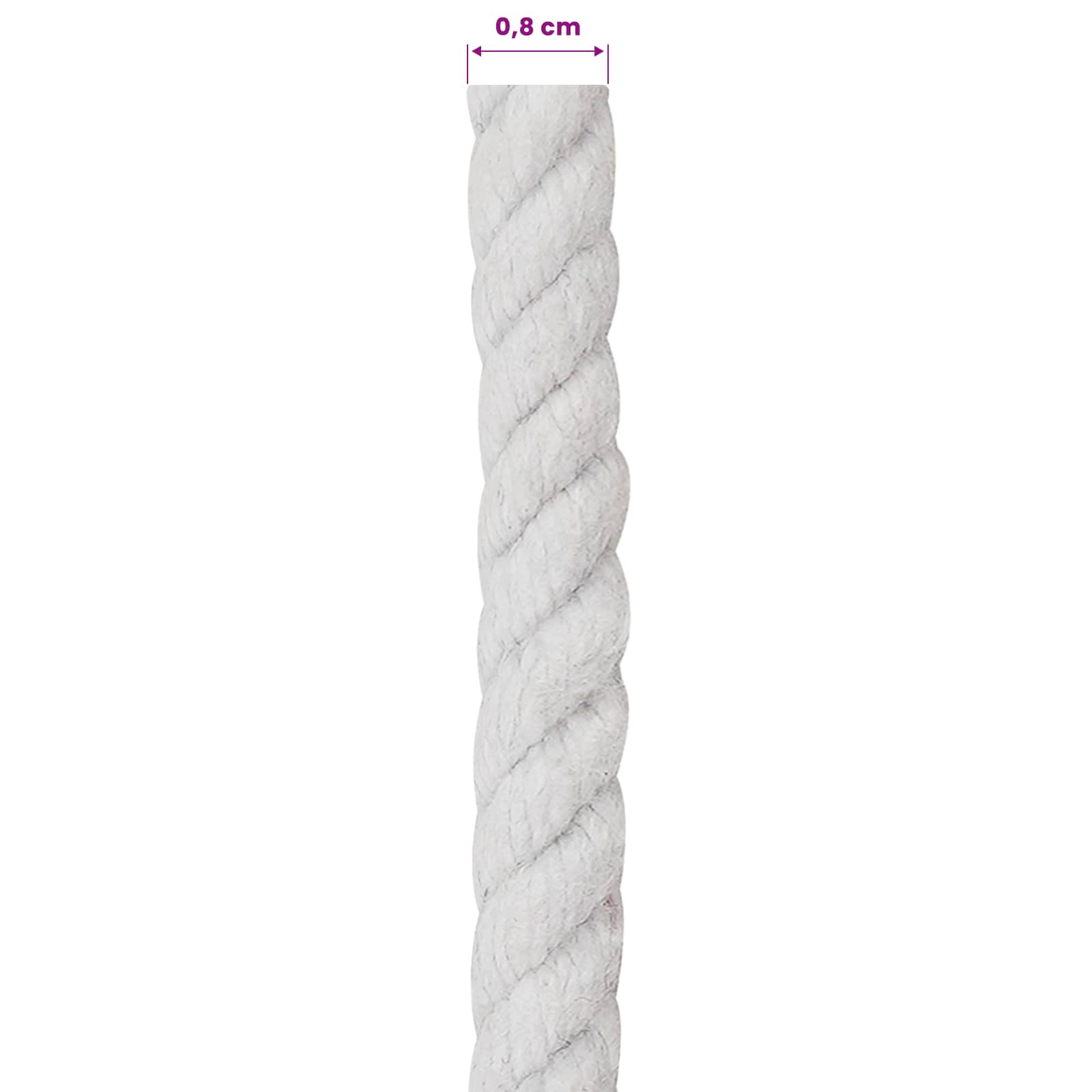Baumwollseil 8 mm 500 m Weiß 100% Baumwolle