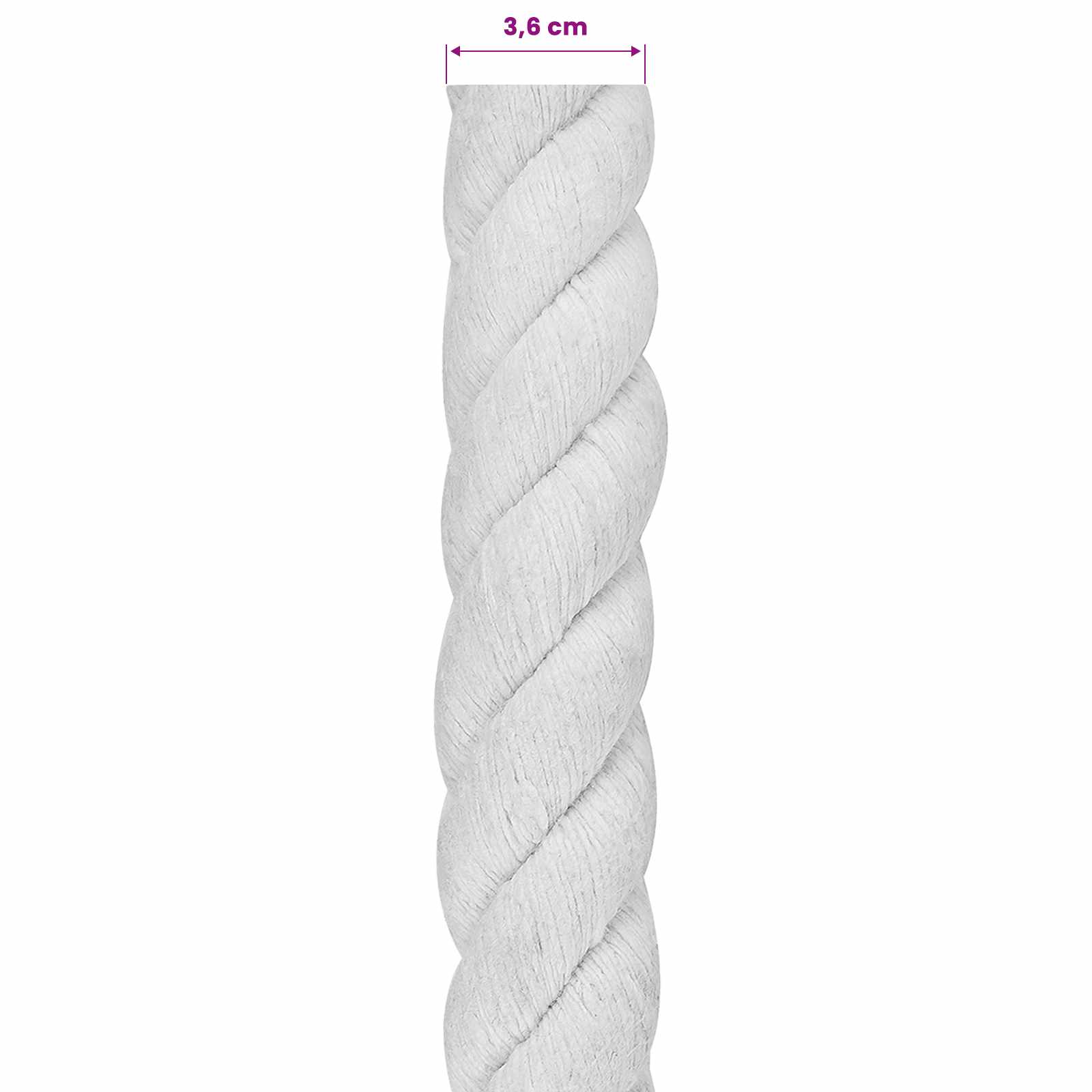 Baumwollseil 36 mm 25 m Weiß 100% Baumwolle