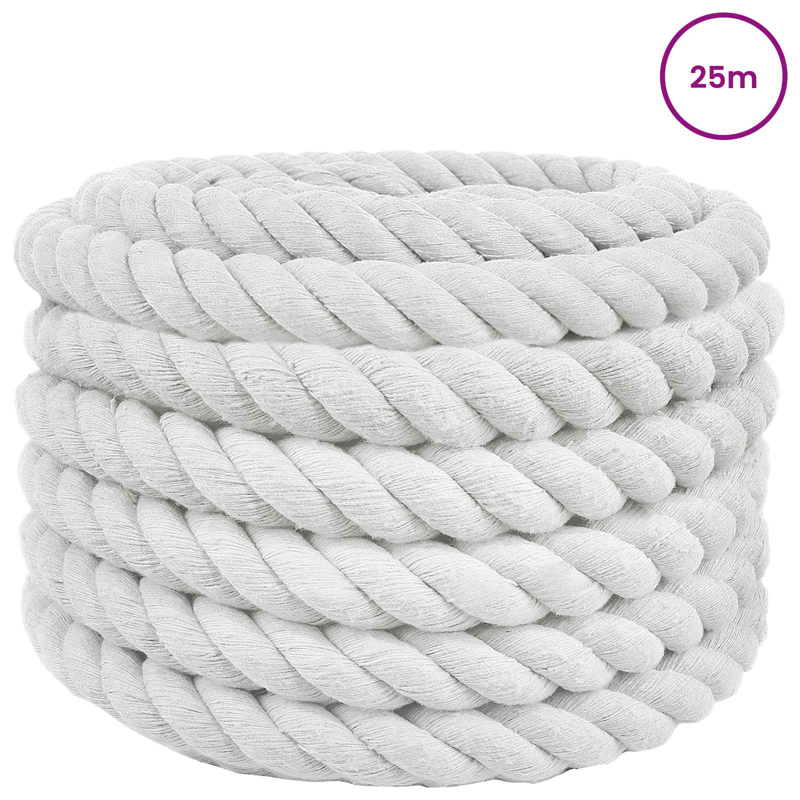 Baumwollseil 36 mm 25 m Weiß 100% Baumwolle