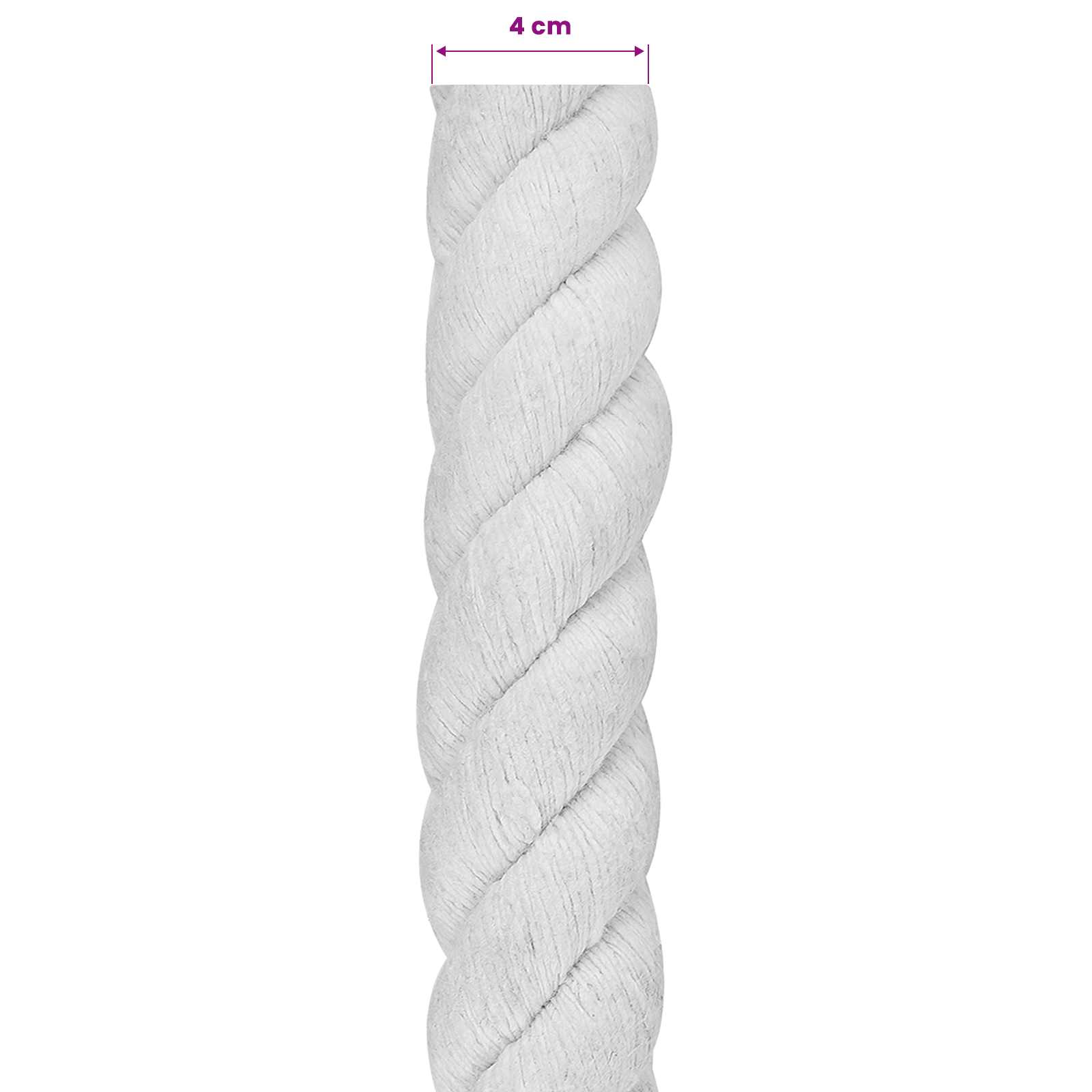 Baumwollseil 40 mm 10 m Weiß 100% Baumwolle