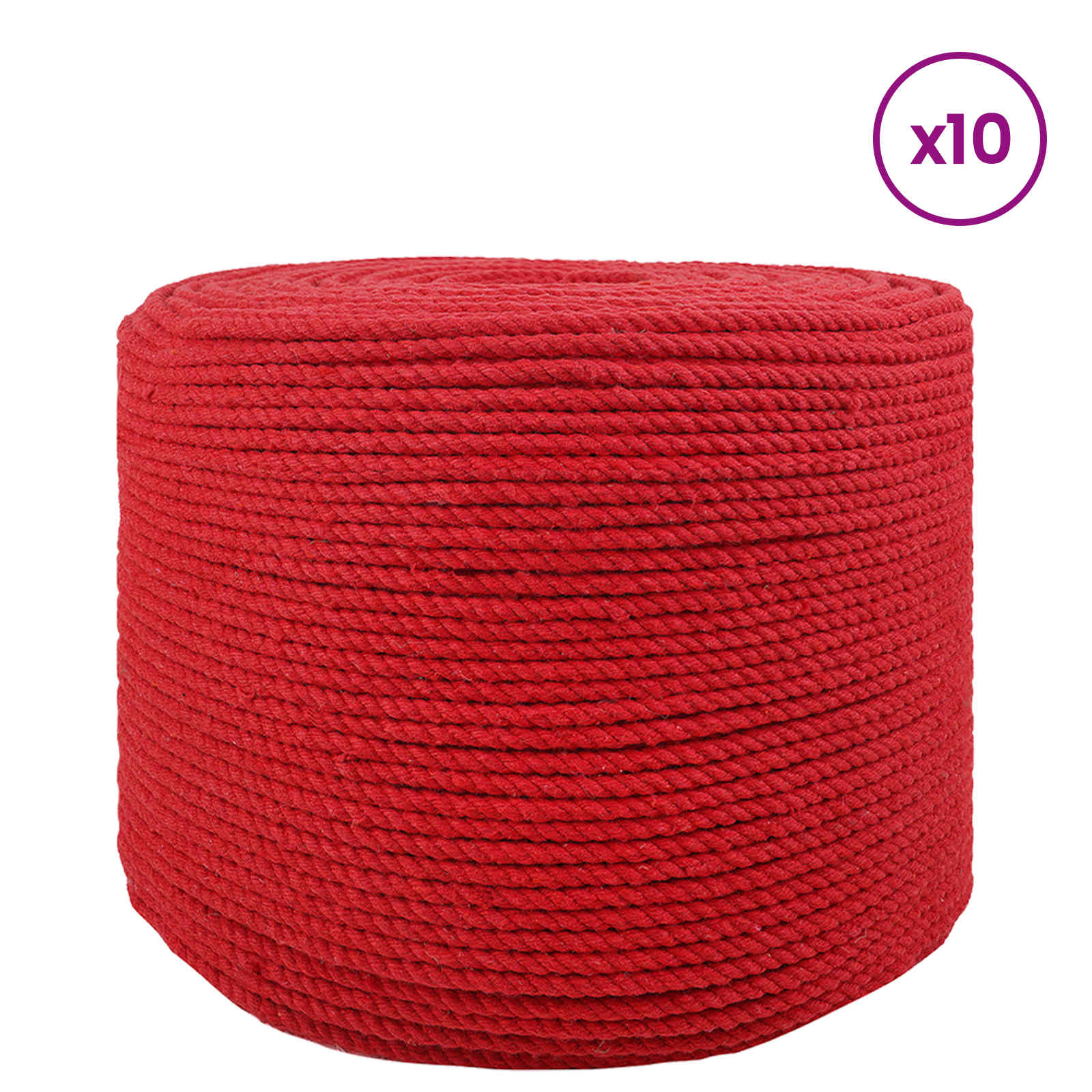 Baumwollzwirn 10 stk. 2 mm 100 m Rot 100% Baumwolle