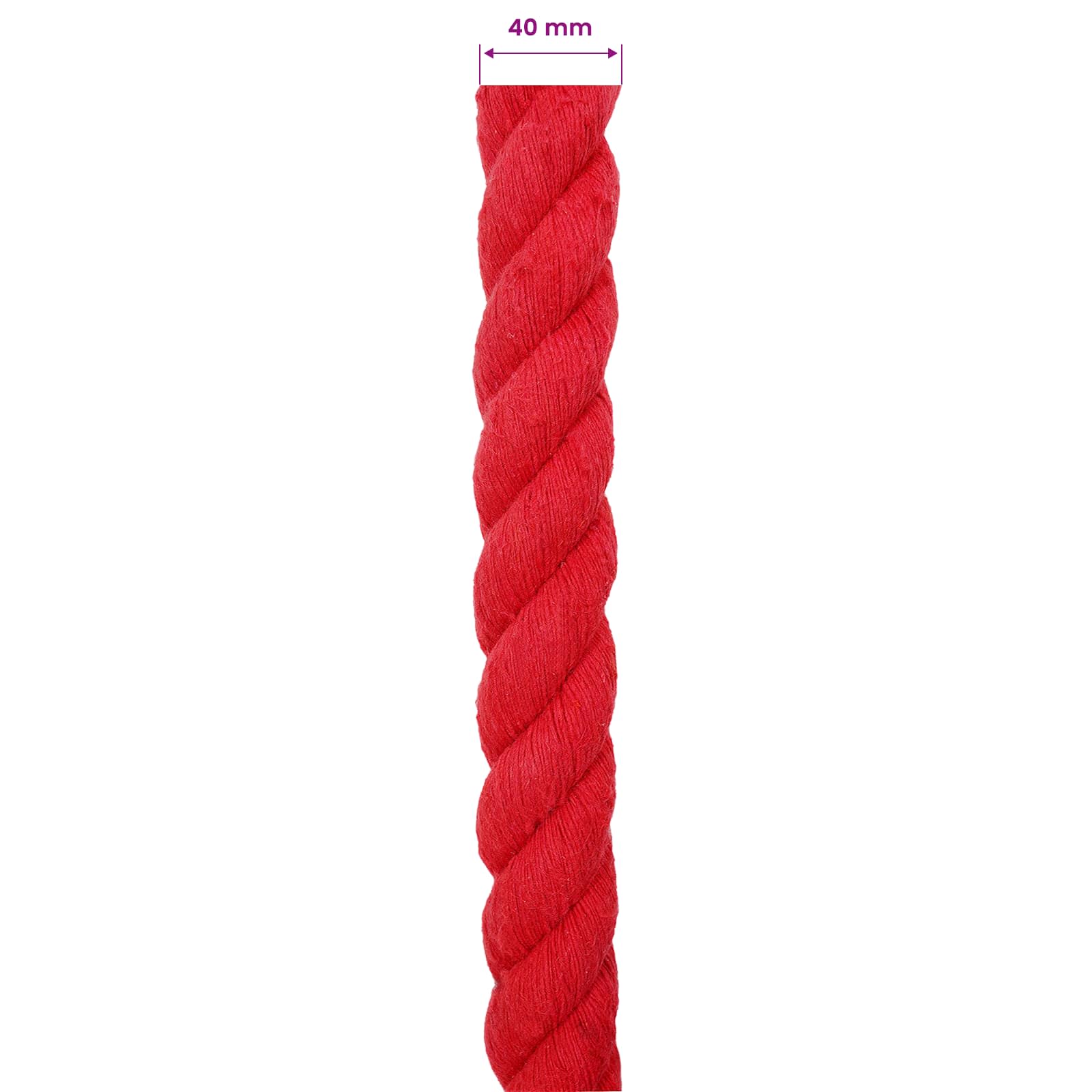 Baumwollseil 40 mm 5 m Rot 100% Baumwolle
