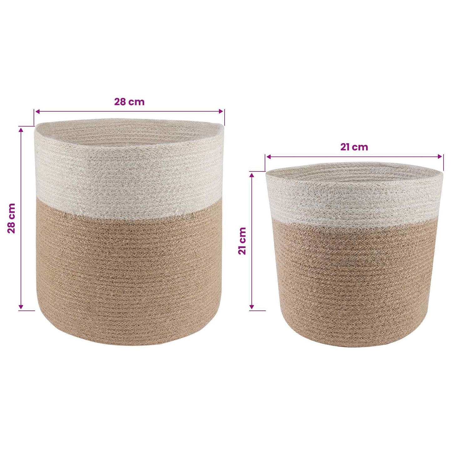 Pflanztopfsatz 2 stk. Natürlich und Weiß Ø 28 x 28 cm