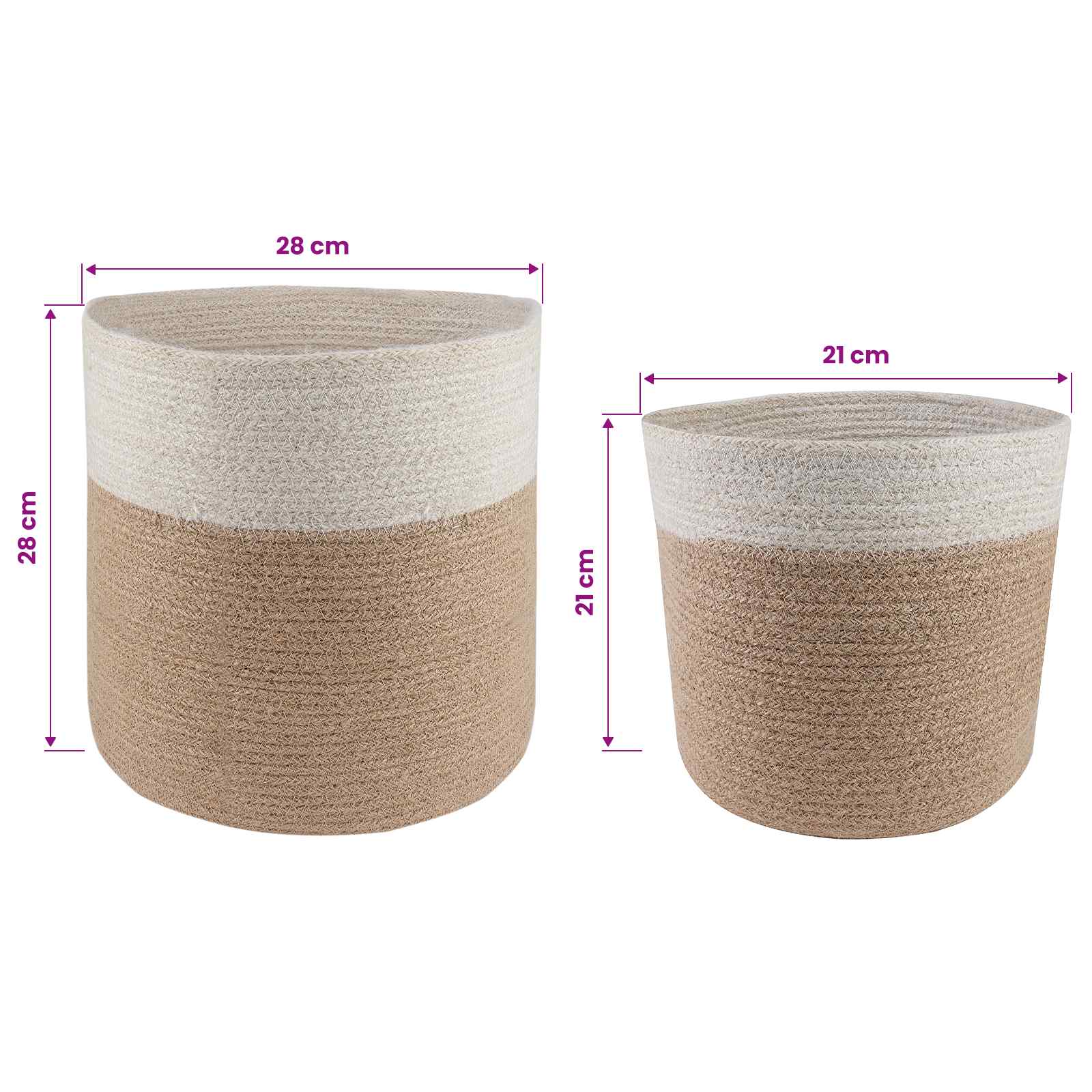 Pflanztopfsatz 2 stk. Natürlich und Weiß Ø 28 x 28 cm