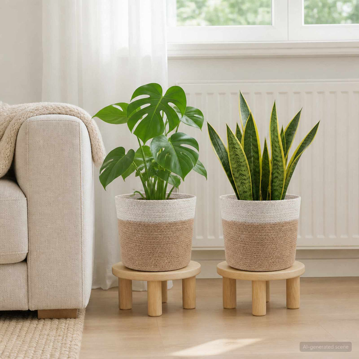 Pflanztopfsatz 2 stk. Natur und Weiß Ø 21 x 21 cm