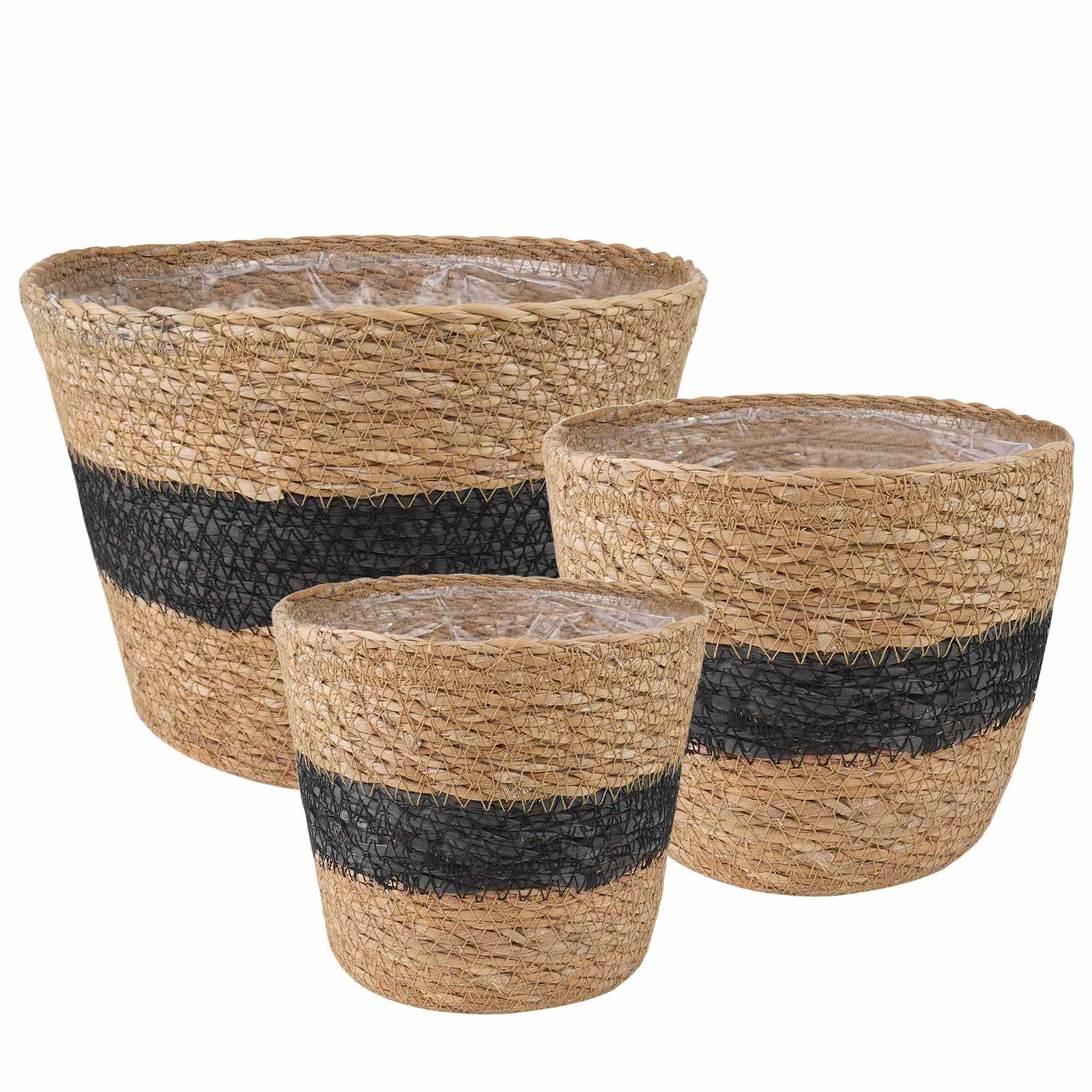3 Stk. Natürlich und Schwarz Ø26 x 19 cm 100% Seegras