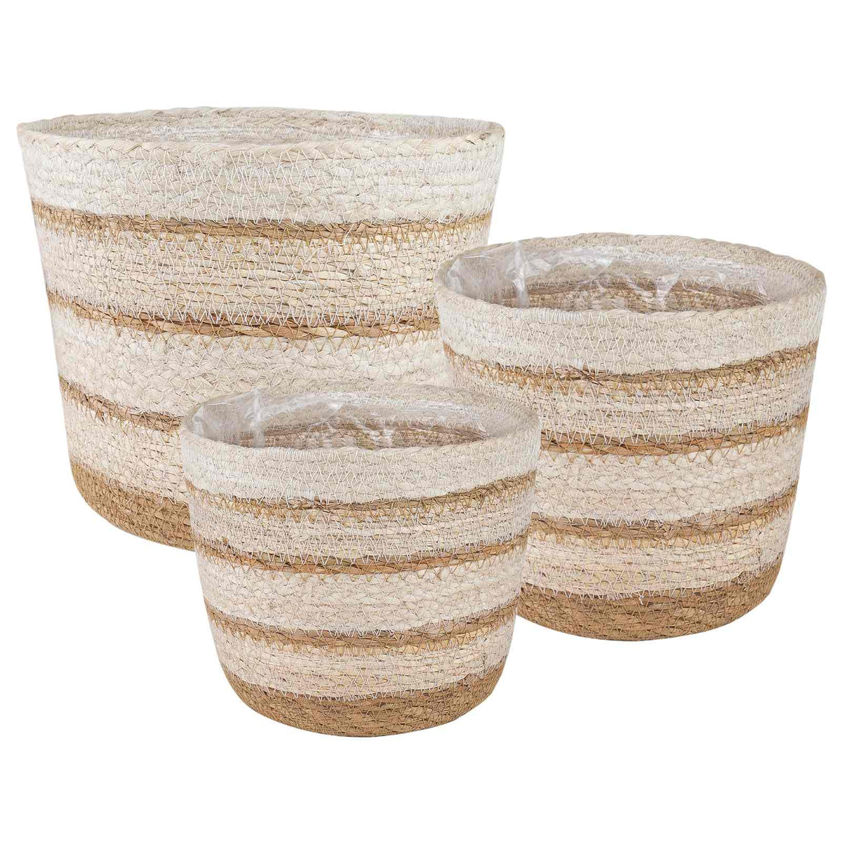 3 stk. Natürlich, Weiß und Beige Ø26 x 19 cm 100% Seegras