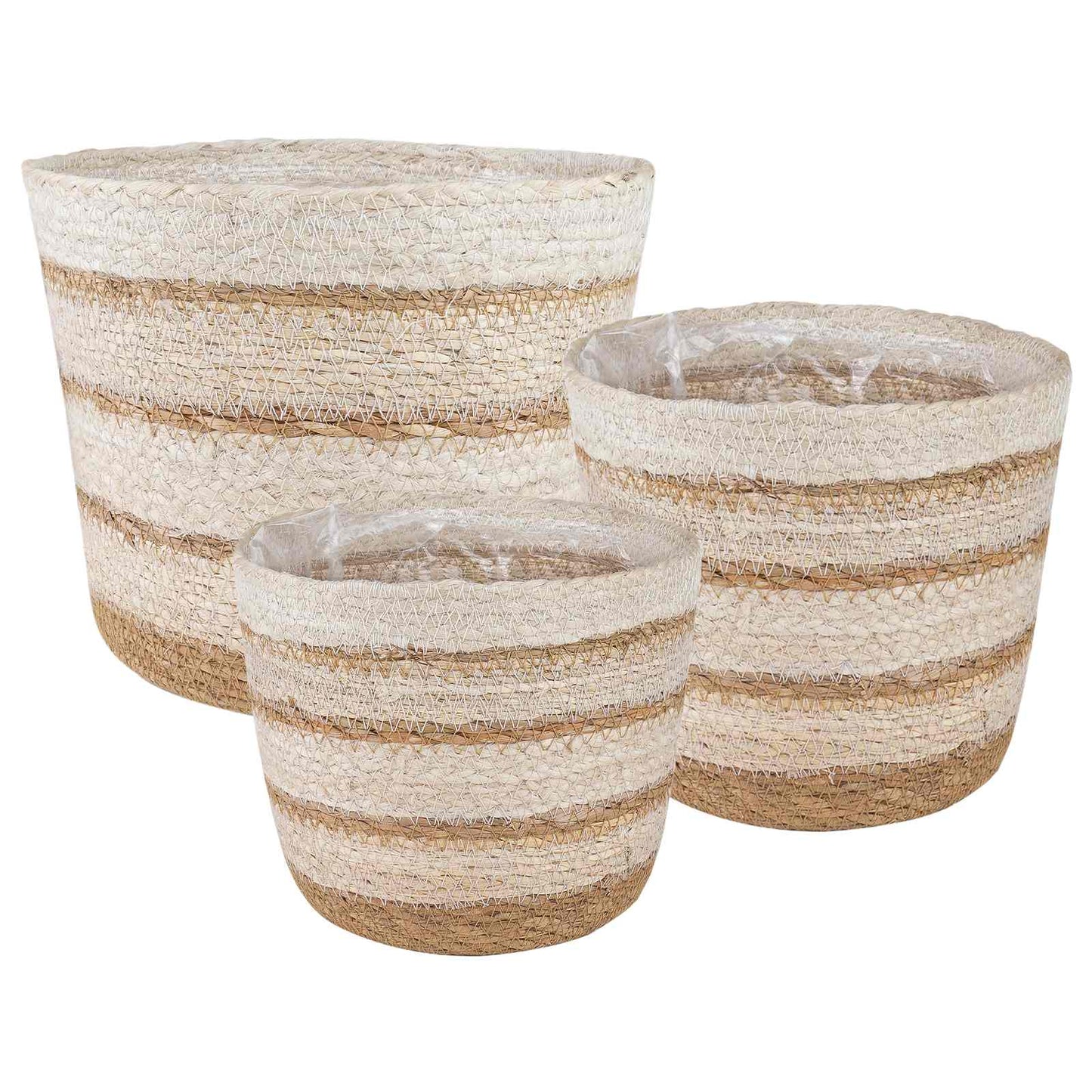 3 stk. Natürlich, Weiß und Beige Ø26 x 19 cm 100% Seegras