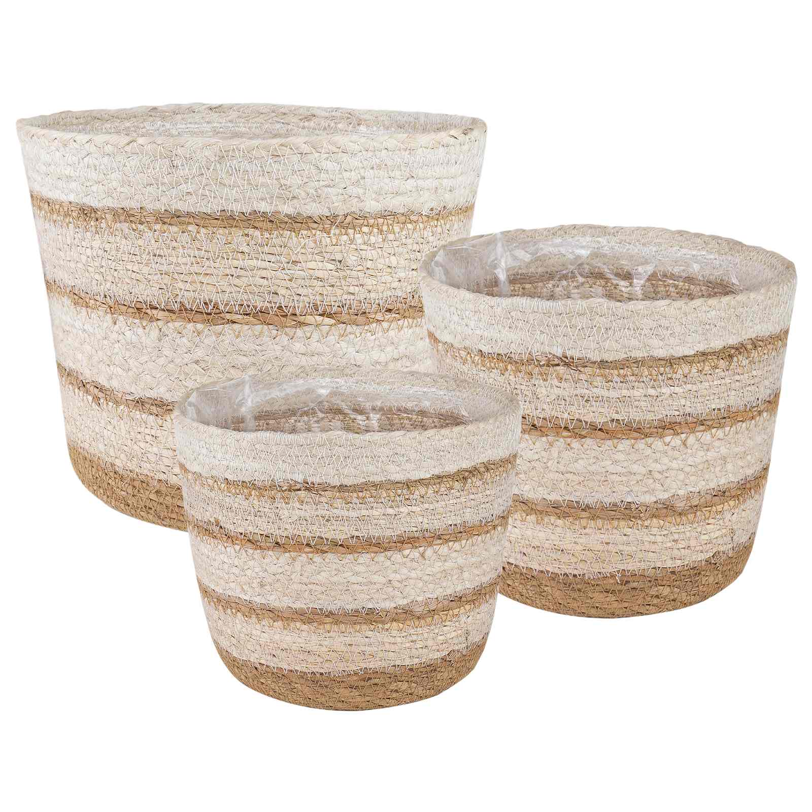 3 stk. Natürlich, Weiß und Beige Ø26 x 19 cm 100% Seegras