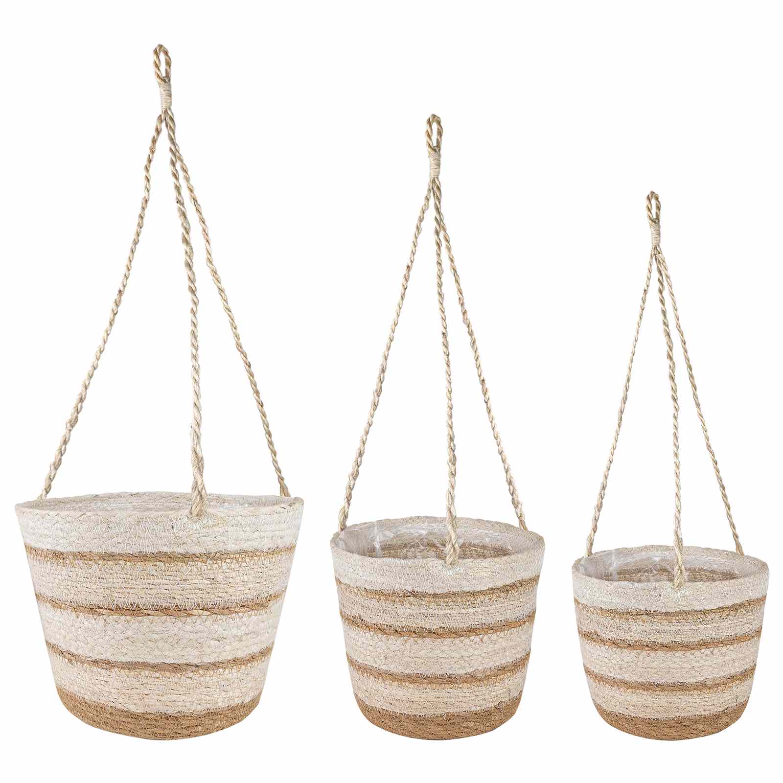 3 Stk. Natürlich, Weiß und Beige Ø26 x 19 cm 100% Seegras