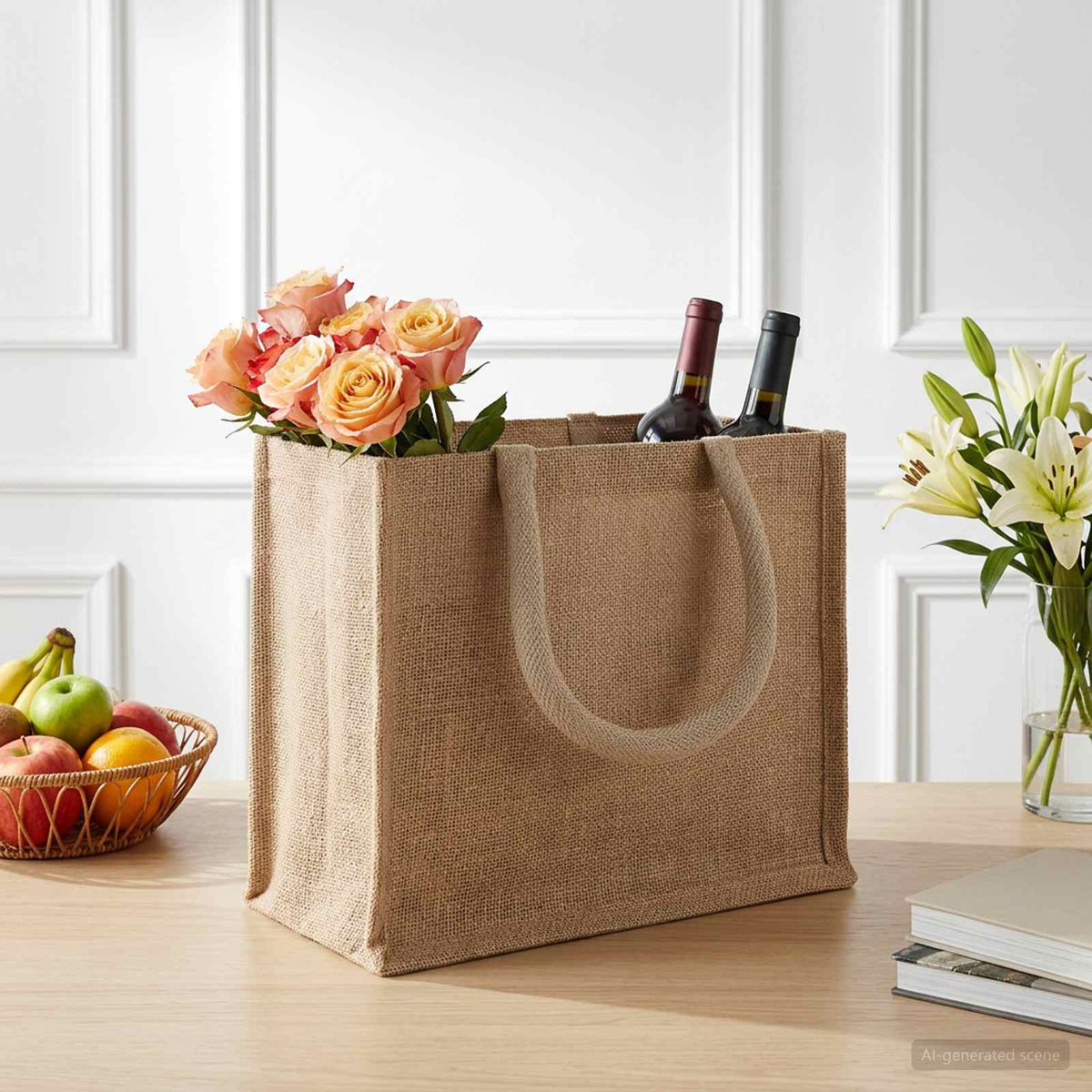 Jute-Handtaschen 10 Natur 26 x 22 x 14 cm 100% Tossa-Jute