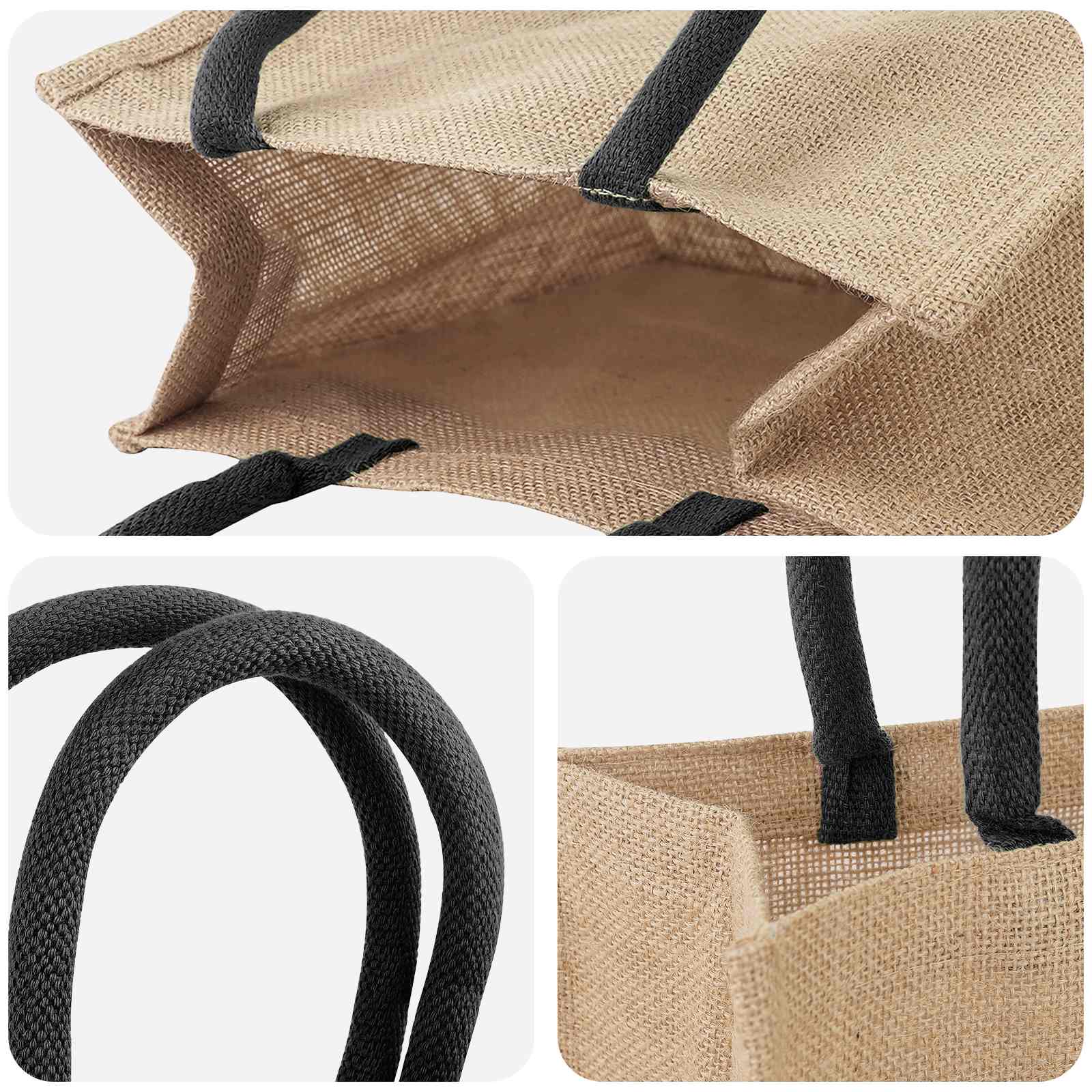 Jute-Handtaschen 5 Natürlich und Schwarz 26 x 22 x 14 cm