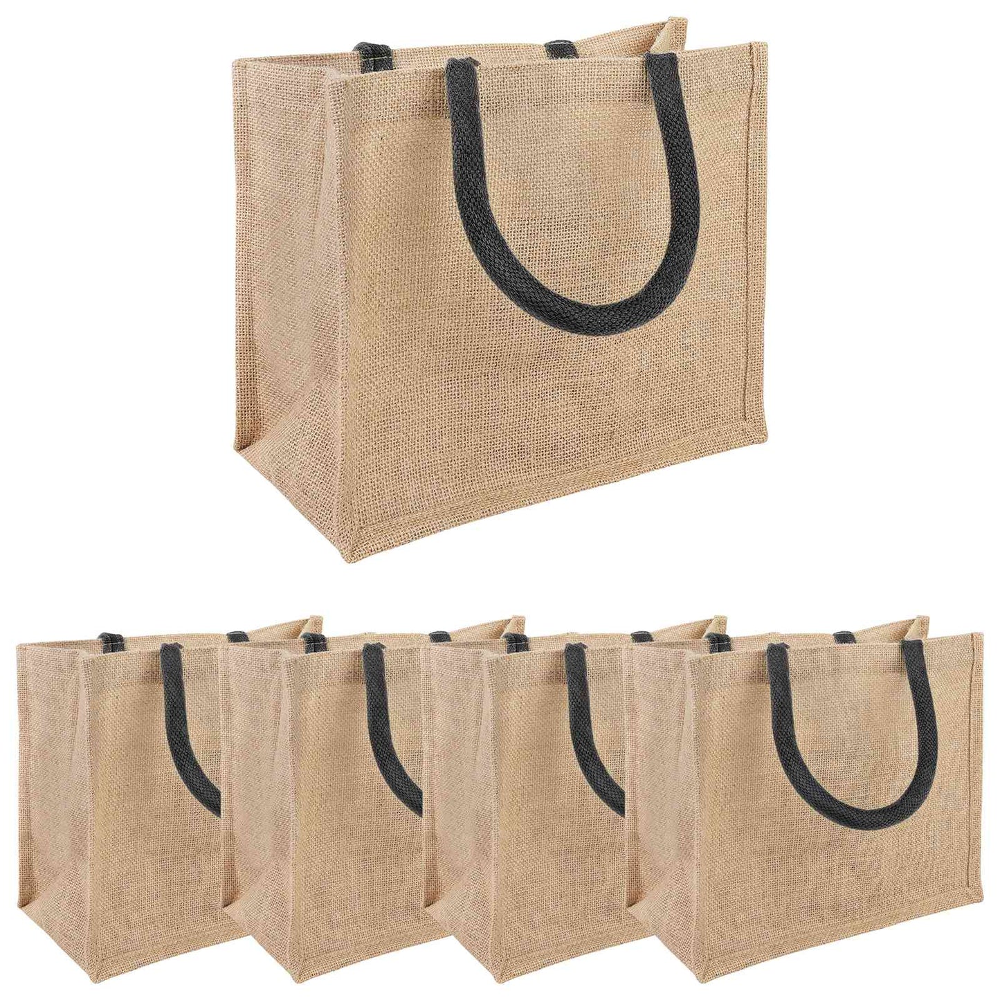 Jute-Handtaschen 5 Natürlich und Schwarz 26 x 22 x 14 cm