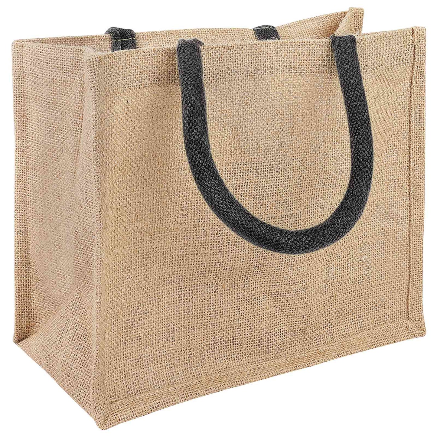 Jute-Handtaschen 10 Natürlich und Schwarz 26 x 22 x 14 cm