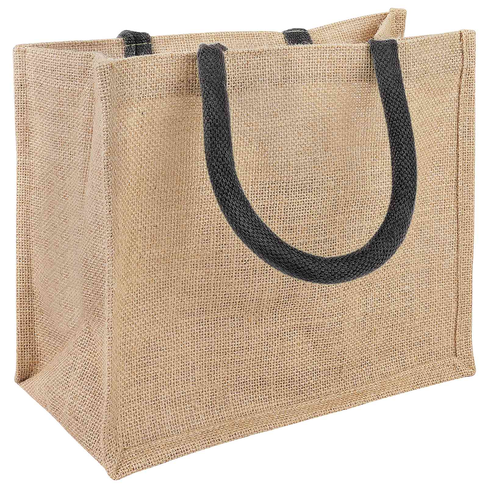 Jute-Handtaschen 10 Natürlich und Schwarz 26 x 22 x 14 cm