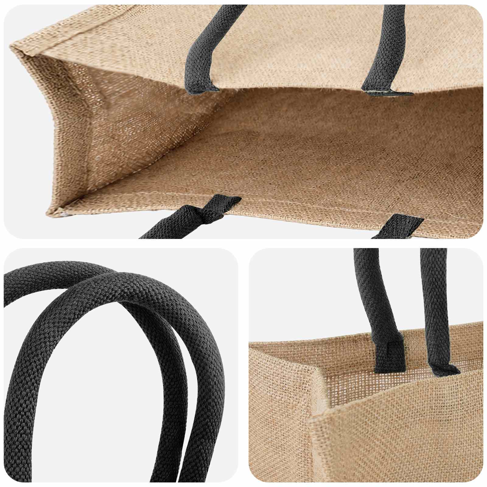 Jute-Handtaschen 5 Natürlich und Schwarz 42 x 33 x 19 cm