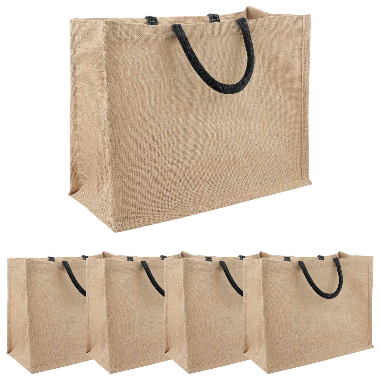 Jute-Handtaschen 5 Natürlich und Schwarz 42 x 33 x 19 cm