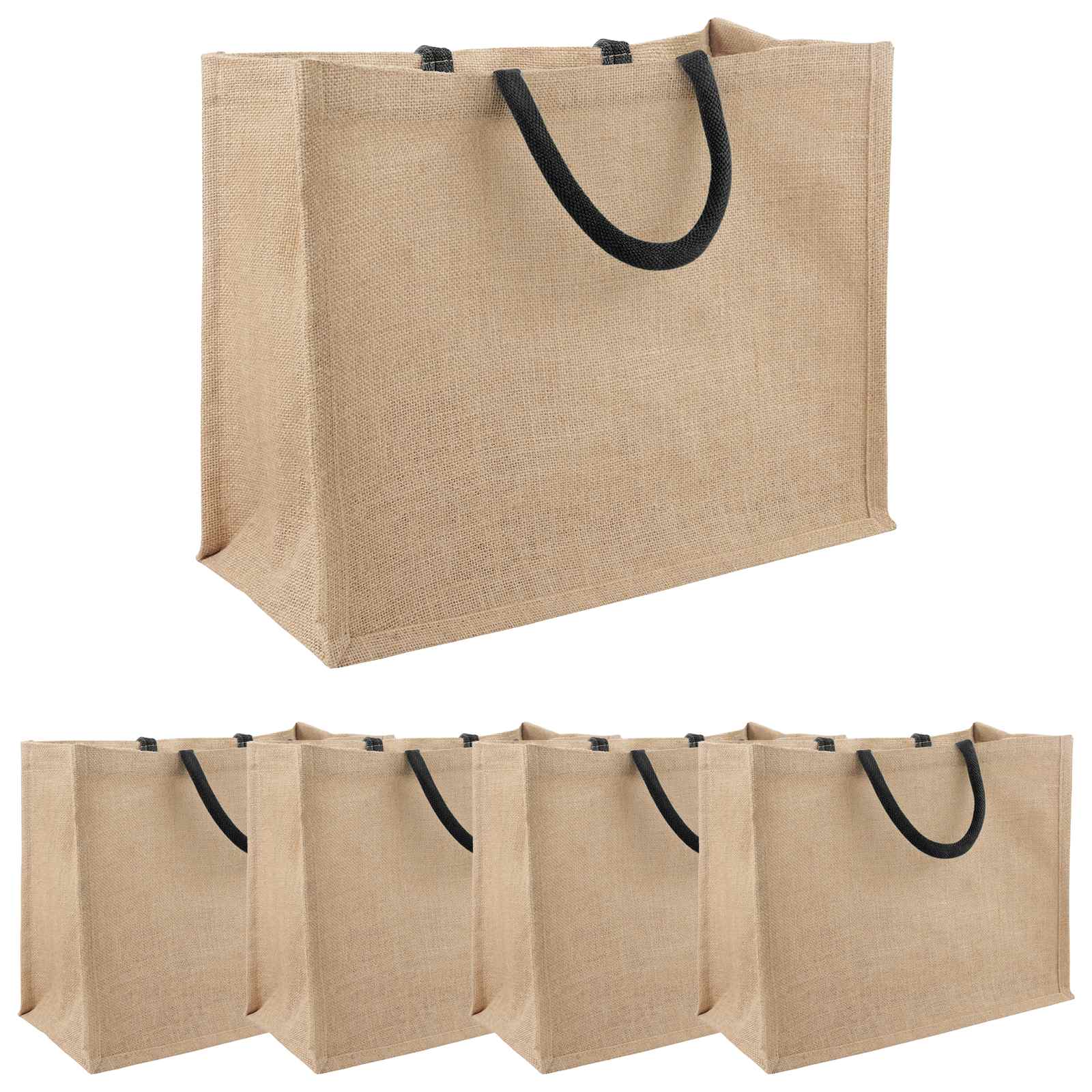 Jute-Handtaschen 5 Natürlich und Schwarz 42 x 33 x 19 cm