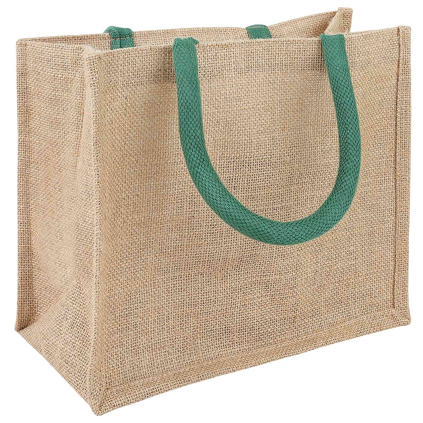 Jute-Handtaschen 5 Natürlich und Grün 26 x 22 x 14 cm