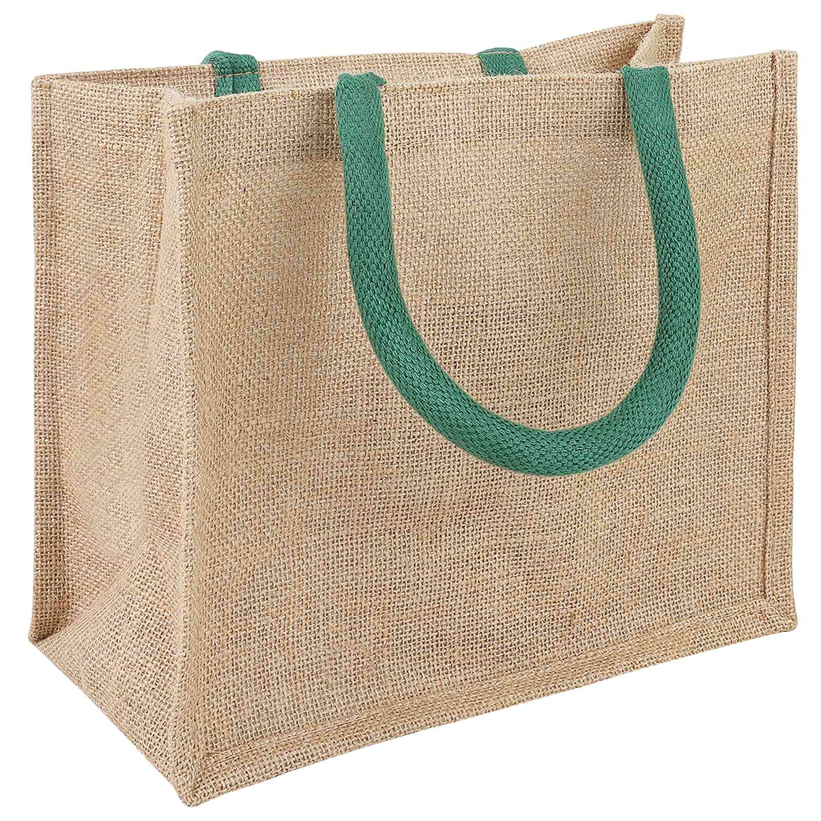 Jute-Handtaschen 10 Natürlich und Grün 26 x 22 x 14 cm