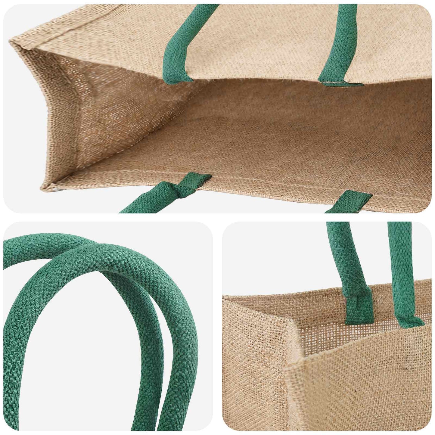 Jute-Handtaschen 5 Natürlich und Grün 42 x 33 x 19 cm
