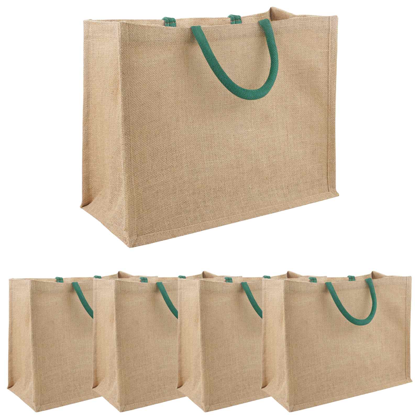 Jute-Handtaschen 5 Natürlich und Grün 42 x 33 x 19 cm