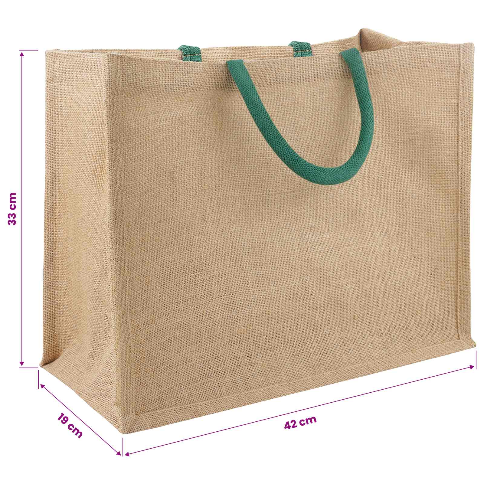 Jute-Handtaschen 5 Natürlich und Grün 42 x 33 x 19 cm