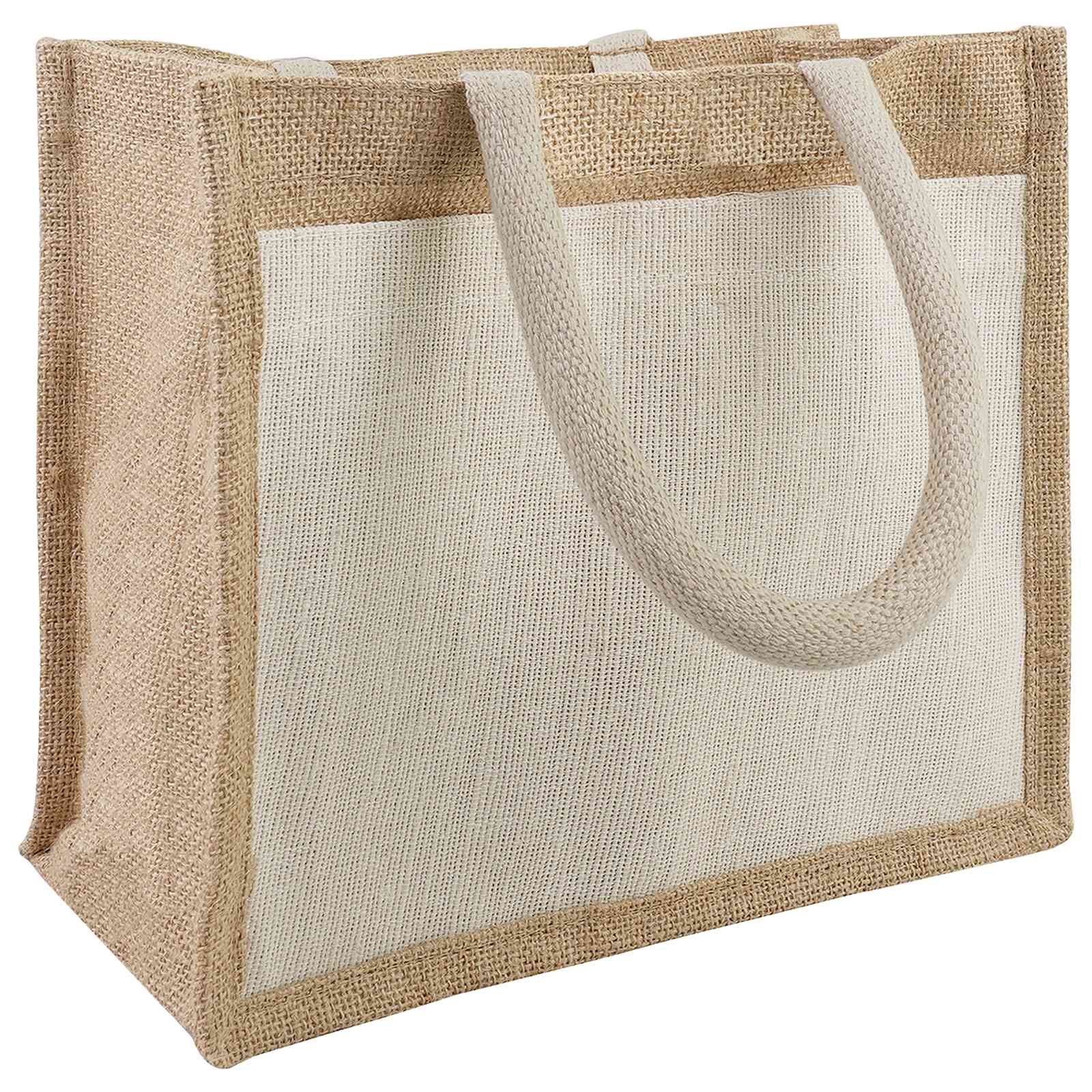 Jute-Handtaschen mit Tasche 5 Natürlich und Weiß