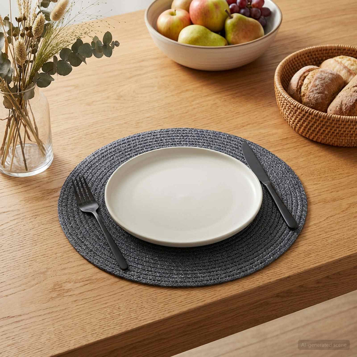 Jute-Untersetzer 4 stk. Dunkelgrau 100% Tossa-Jute