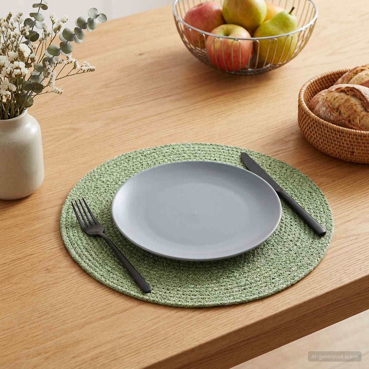 Jute-Untersetzer 6 stk. Olivgrün 100% Tossa-Jute