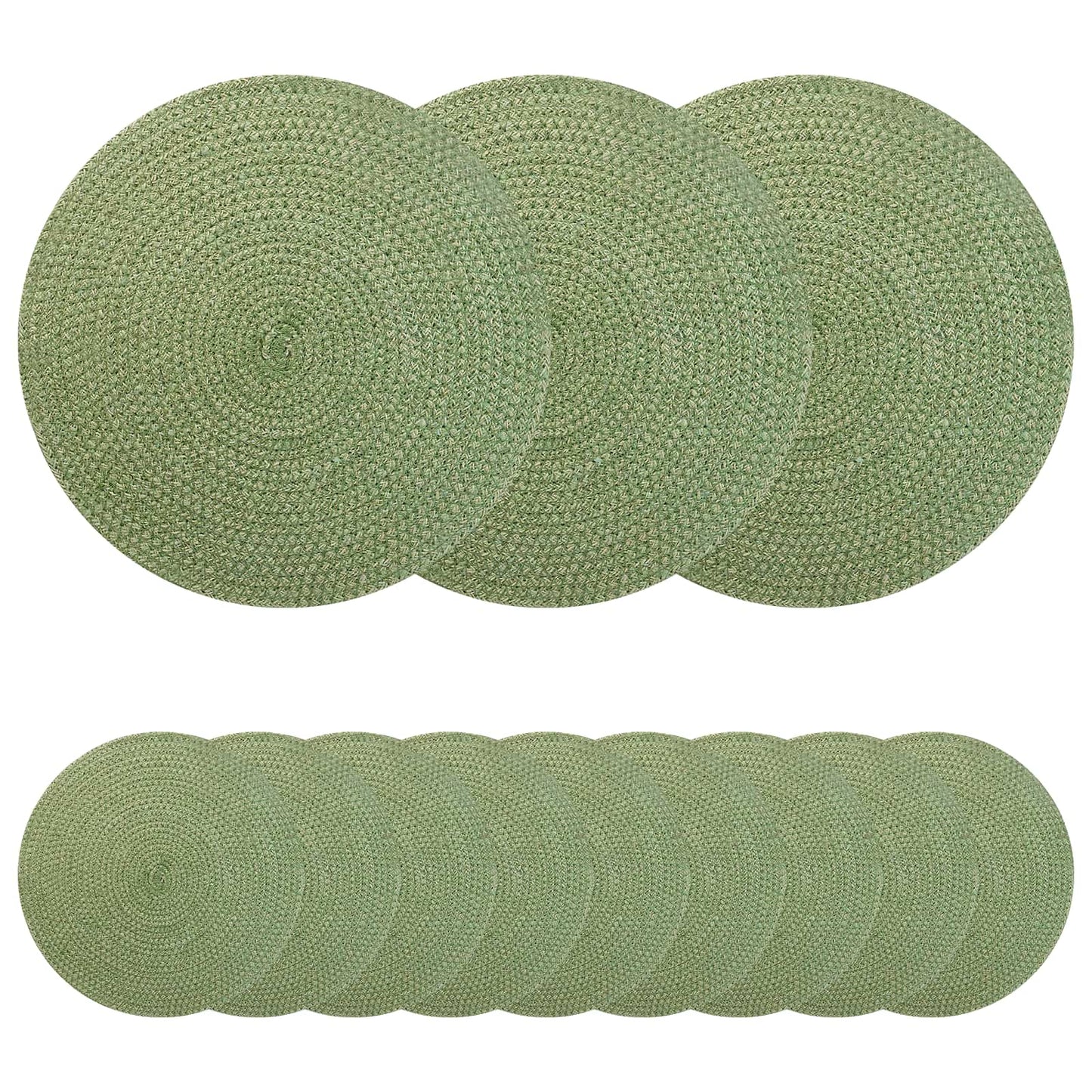 Jute-Untersetzer 12 stk. Olivgrün 100% Tossa-Jute