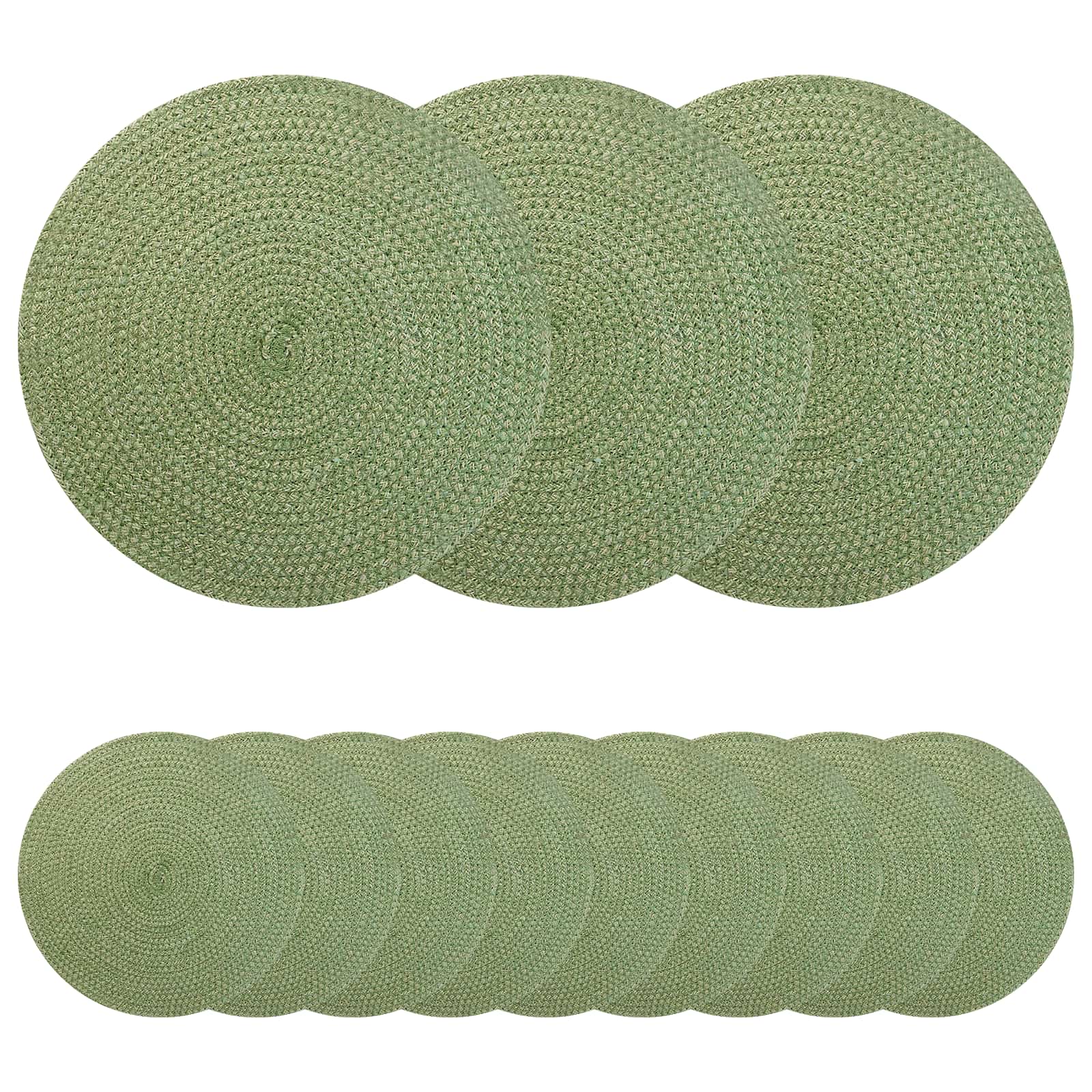 Jute-Untersetzer 12 stk. Olivgrün 100% Tossa-Jute