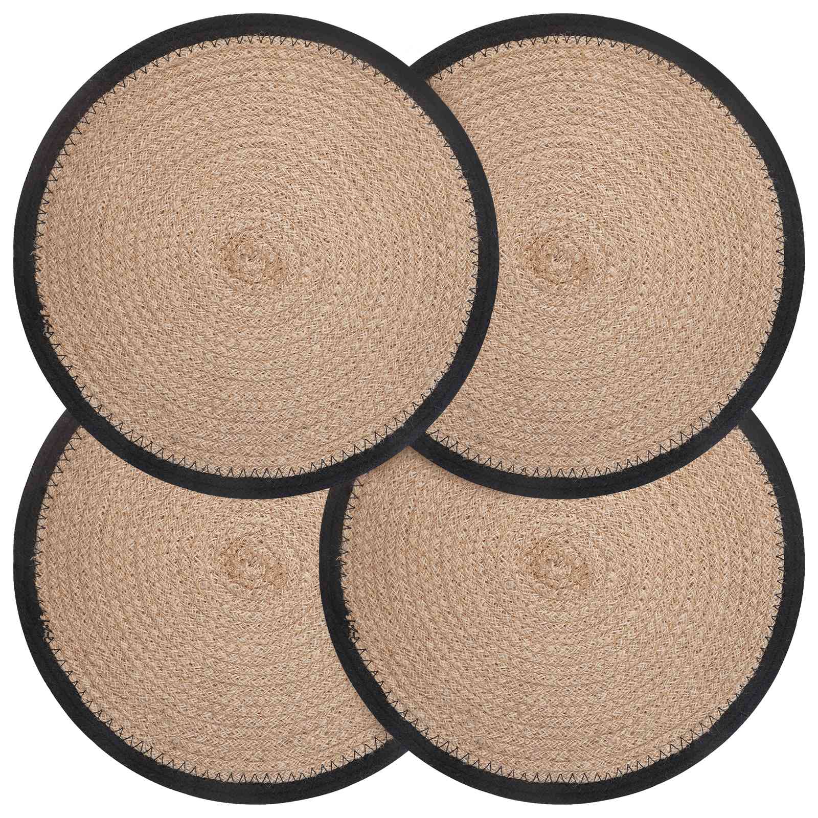 Jute Platzsets 4 stk. Natürlich und Schwarz 100% Tossa Jute