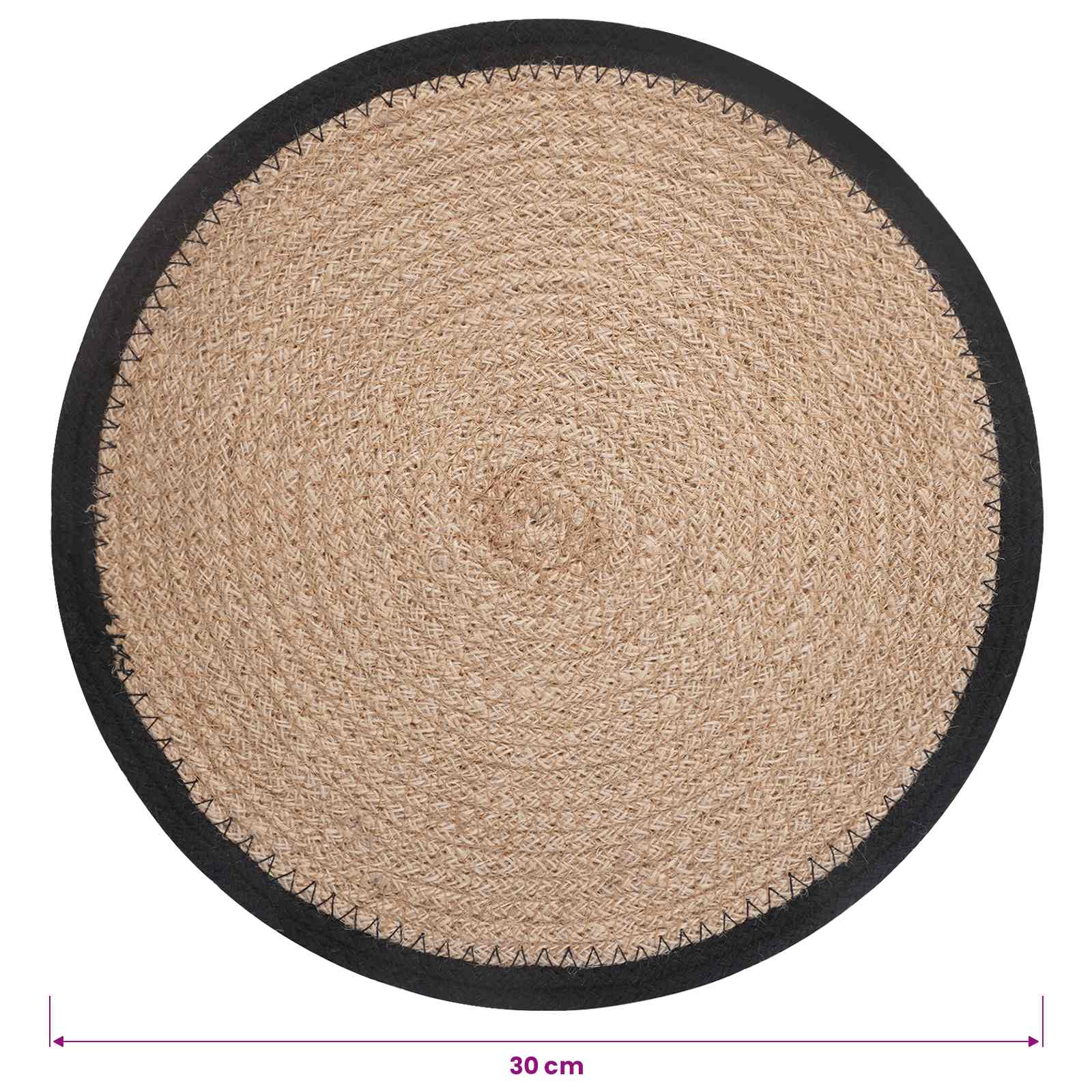 Jute Platzsets 4 stk. Natürlich und Schwarz 100% Tossa Jute