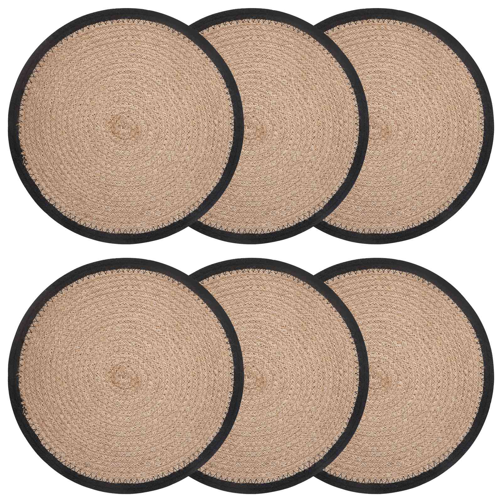 Jute Platzsets 6 stk. Natürlich und Schwarz 100% Tossa Jute