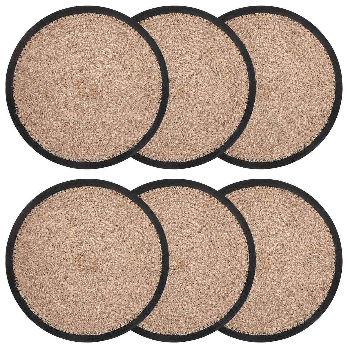 Jute Platzsets 6 stk. Natürlich und Schwarz 100% Tossa Jute
