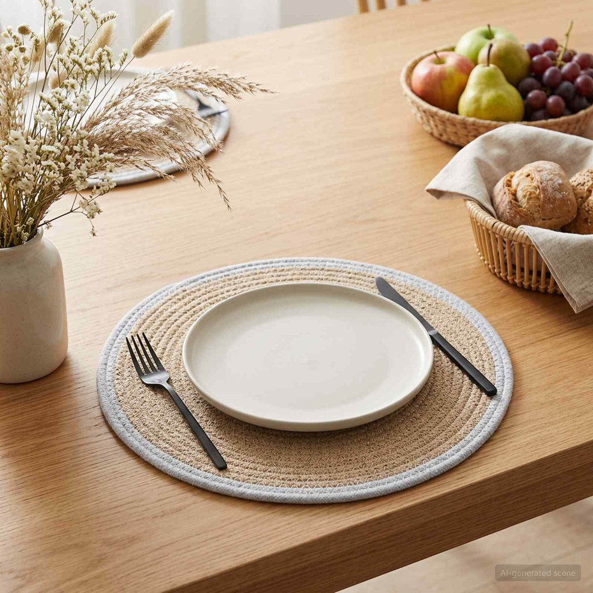 Jute Platzsets 12 stk. Natürlich und Weiß 100% Tossa Jute