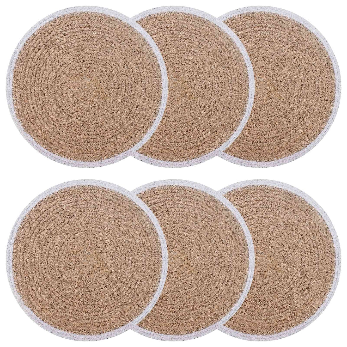Jute Platzsets 6 stk. Natürlich und Weiß 100% Tossa Jute