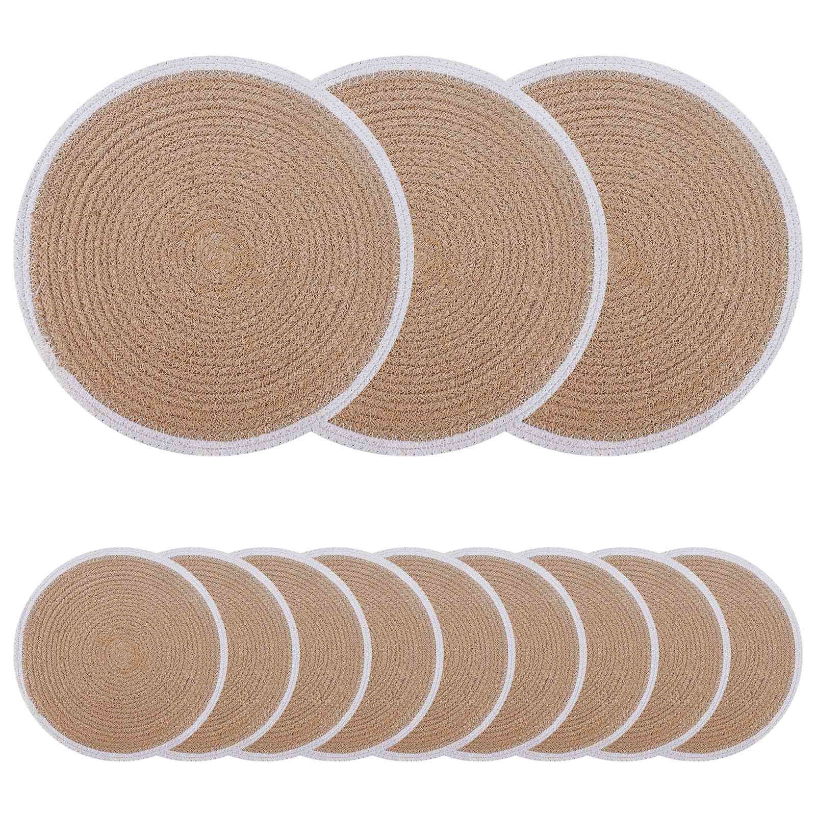 Jute Platzsets 12 stk. Natürlich und Weiß 100% Tossa Jute