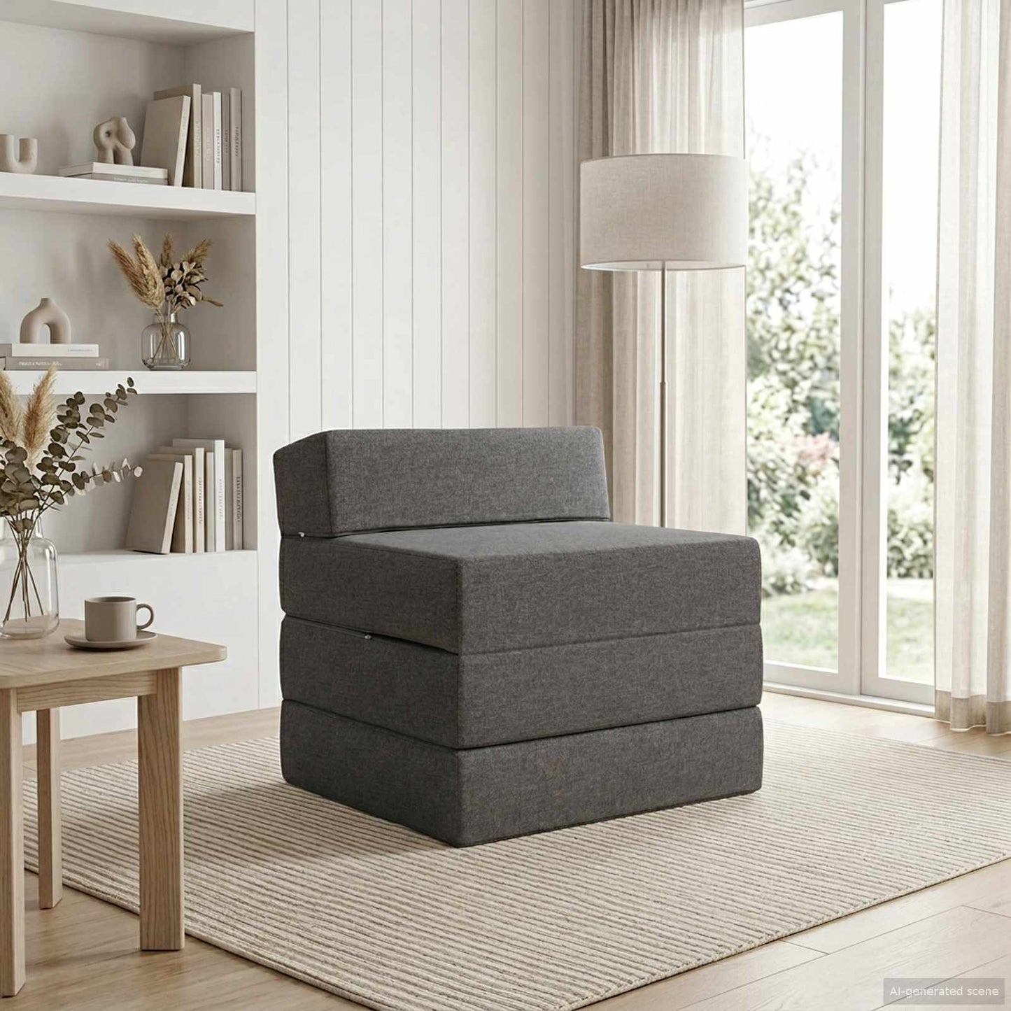 Klappsofa Bett Hellgrau 70 x 60 x 63 cm Stoff