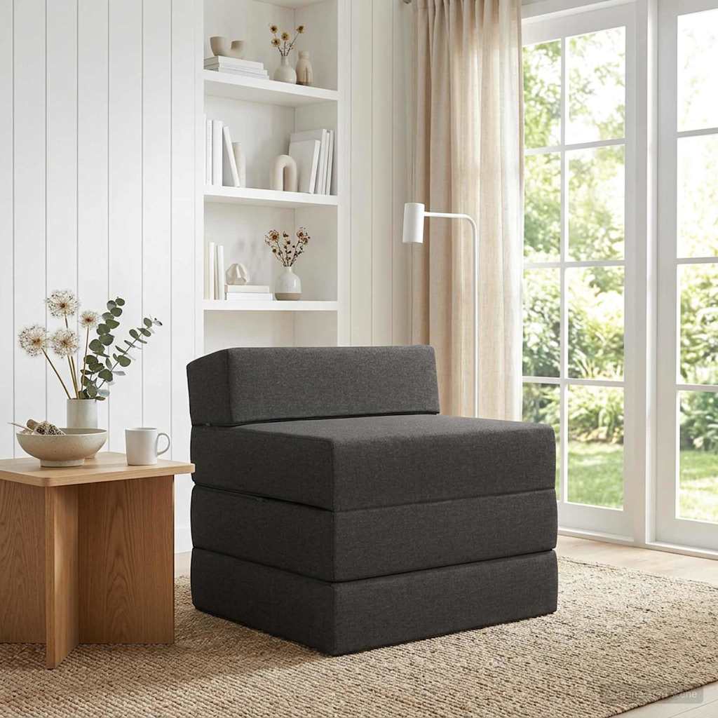 Klappsofa Bett Dunkelgrau 200 x 70 x 15 cm Stoff