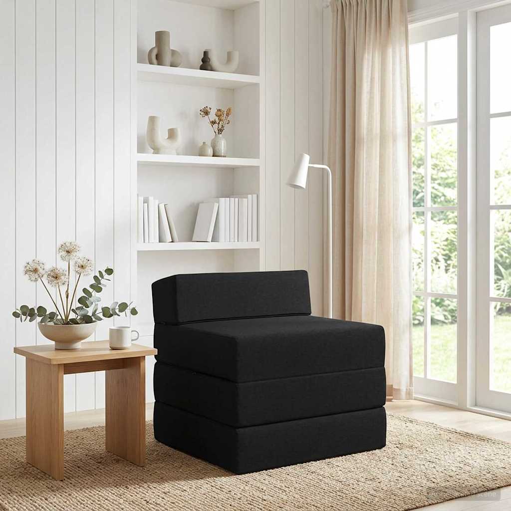 Klappsofa Bett Schwarz 200 x 70 x 15 cm Stoff