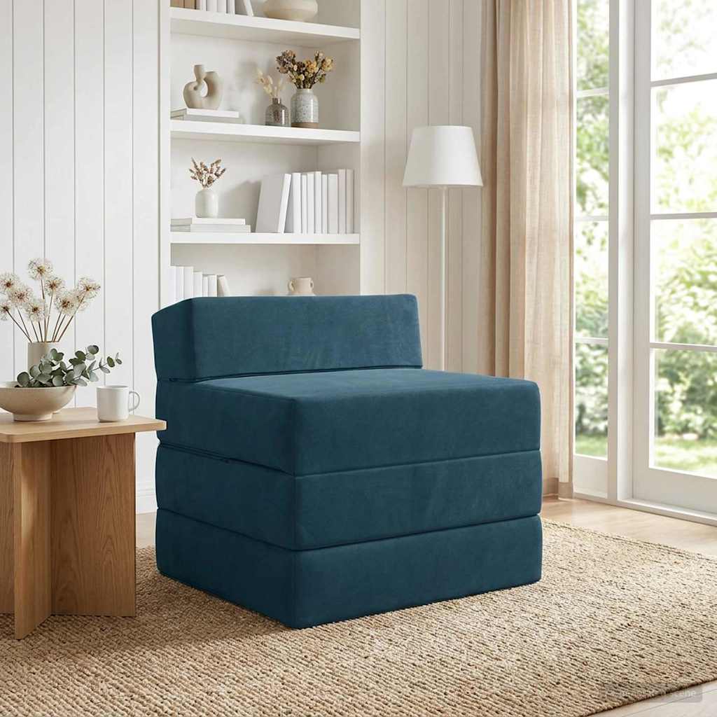 Klappsofa Bett Blau 200 x 70 x 15 cm Samt