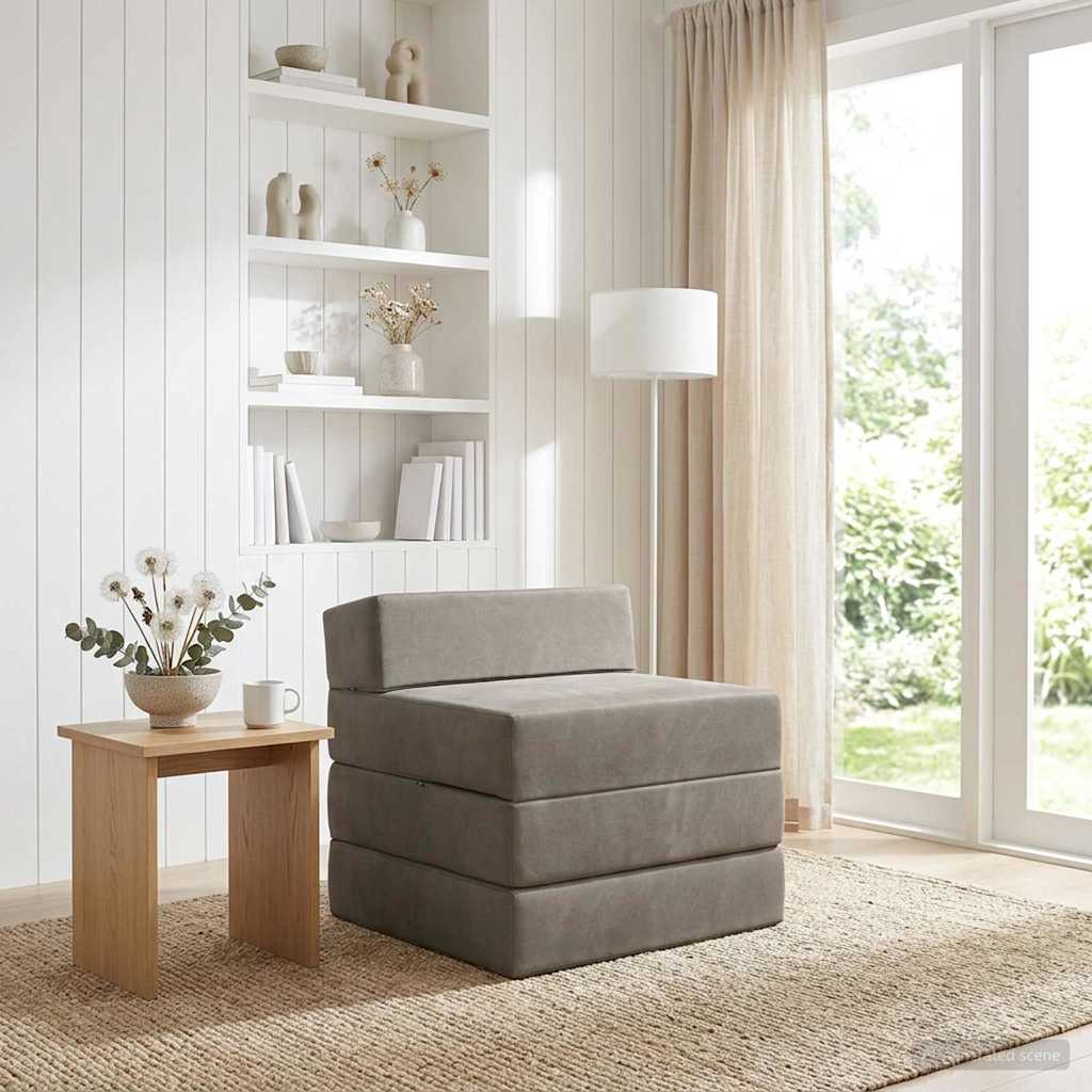 Klappsofa Bett Hellgrau 200 x 70 x 15 cm Samt