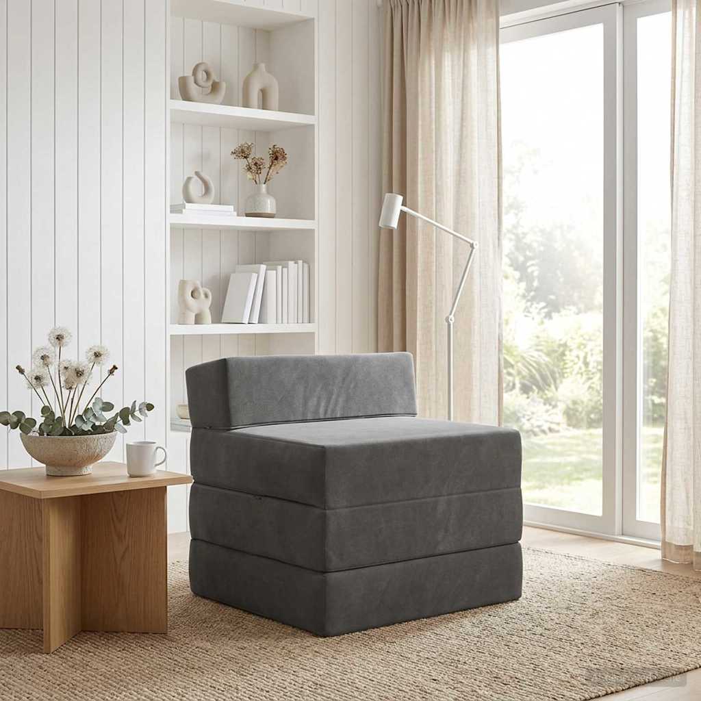 Klappsofa Bett Dunkelgrau 200 x 70 x 15 cm Samt