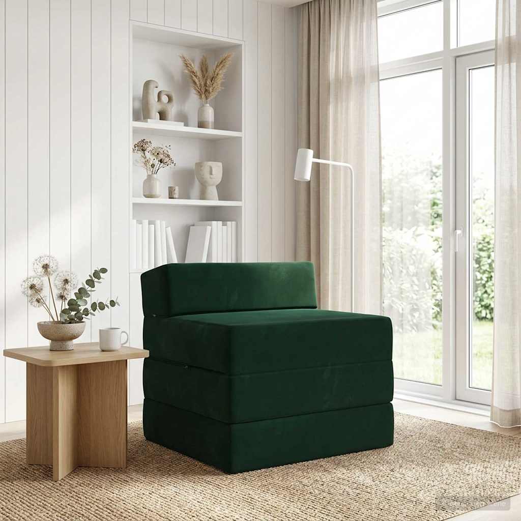 Klappsofa Bett Dunkelgrün 200 x 70 x 15 cm Samt