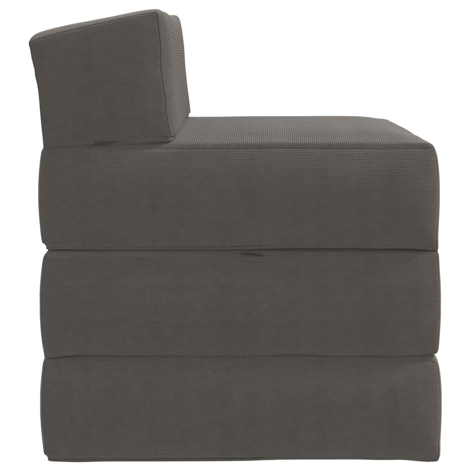 Klappsofa Bett Hellgrau 200 x 70 x 15 cm Cordstoff